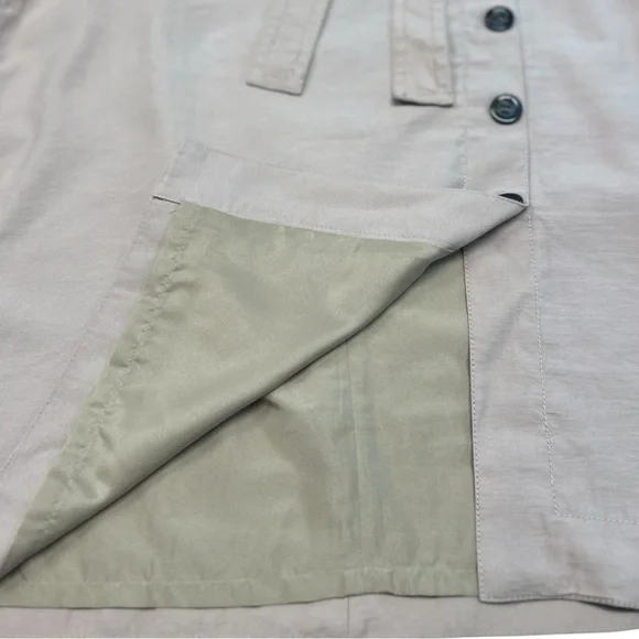 Ann Taylor Tan Khaki Cotton Sateen Pencil Skirt Button Detail & Belt Size 12 - Picture 8 of 13